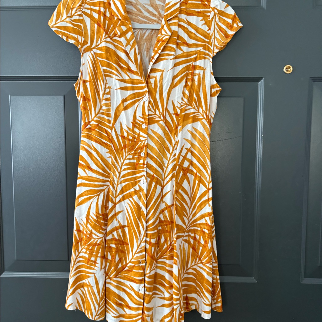 Forever 21 Orange And White Leaf Print Mini Dress